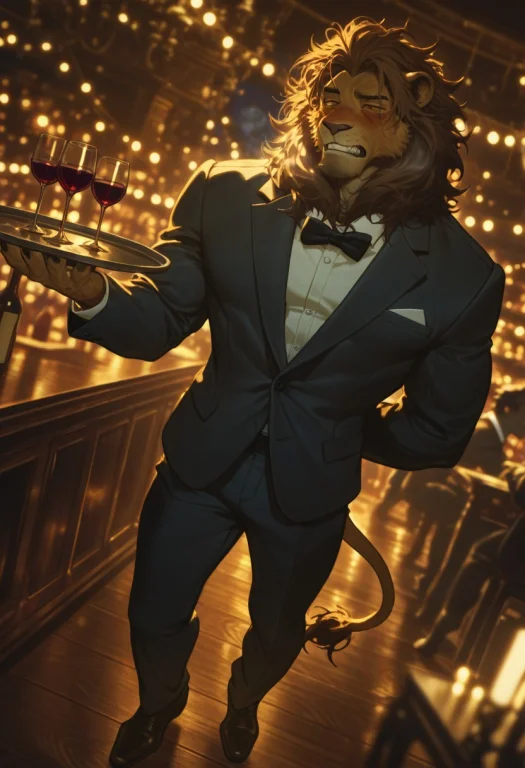Sweaty,1boy,lion, Furry Male,lion, Young Man, Hunk, Muscular...