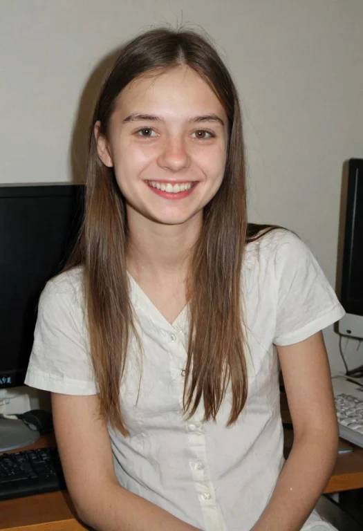25 Year Old Woman, Skinny, Narrow Face, Face Only, Shirt, Ha...