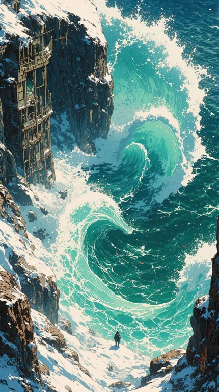 Anime Artwork A A Dramatic Zenith View Looking Straight Down...