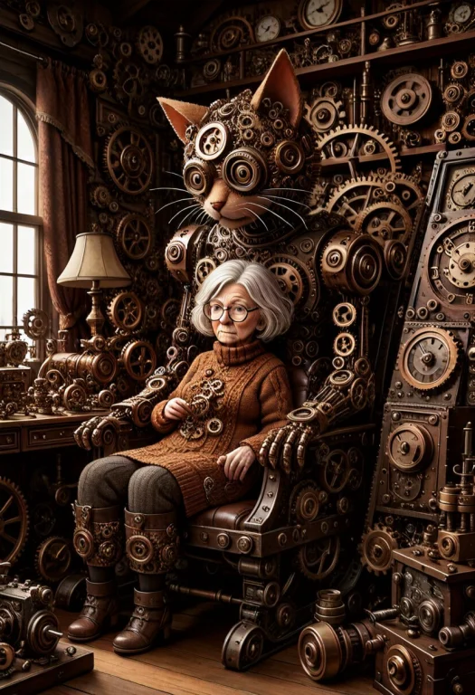 A Breathtakingly Detailed Absurd Portrait Of An Elderly Gran...