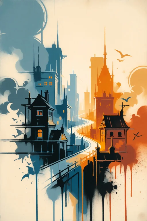 Strangedaal. A Stencil Graffiti Composition Of A City Skylin...
