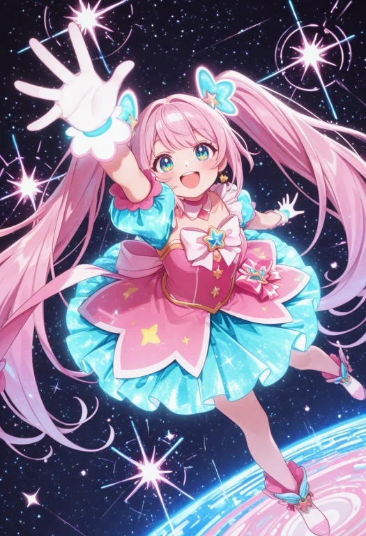 A Hyper-cute Magical Girl Anime Idol Performing On A Floatin...