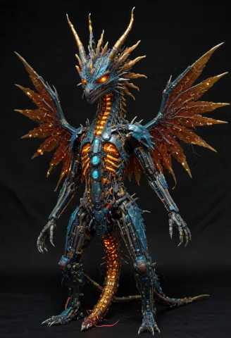 Majestic Dragon Rendered Entirely In Transistorsxl Style, De... — SDXL AI Prompt: majestic dragon rendered entirely in TransistorsXL Style, dense circuitry formin...
