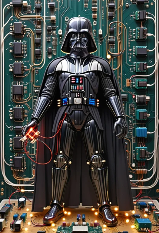 Darth Vader Holding A Transistor, Circuit Background, Circui...