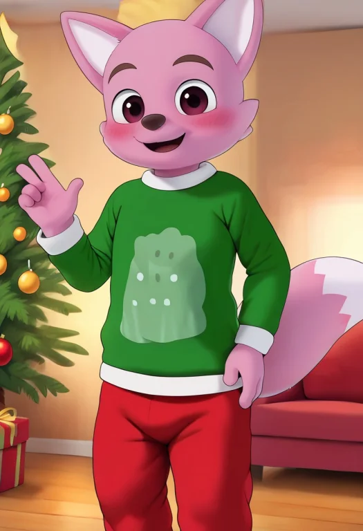 Pinkfongpkwsr, Pink Fur, Furry, 1boy, Solo, Adult, Christmas...