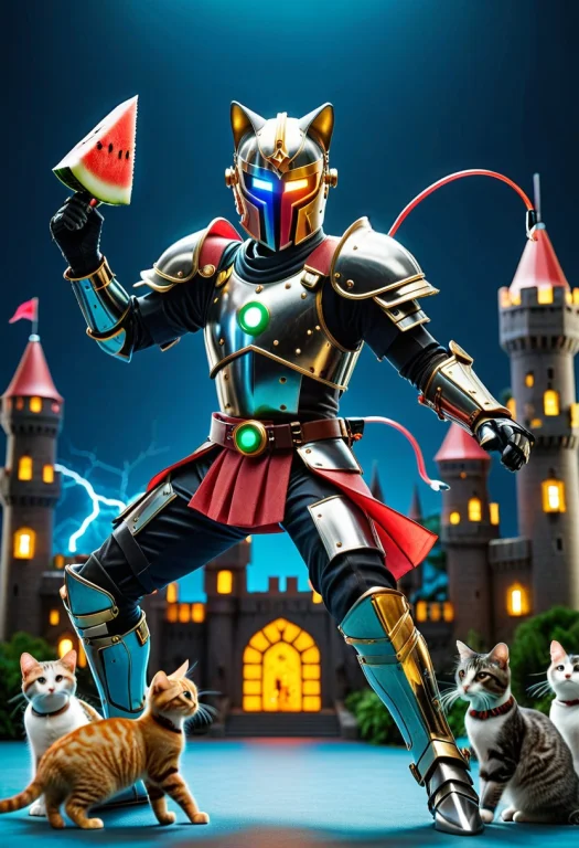 Closeup Colorful Transistor Armor Knight, Wear Colorful Tran...