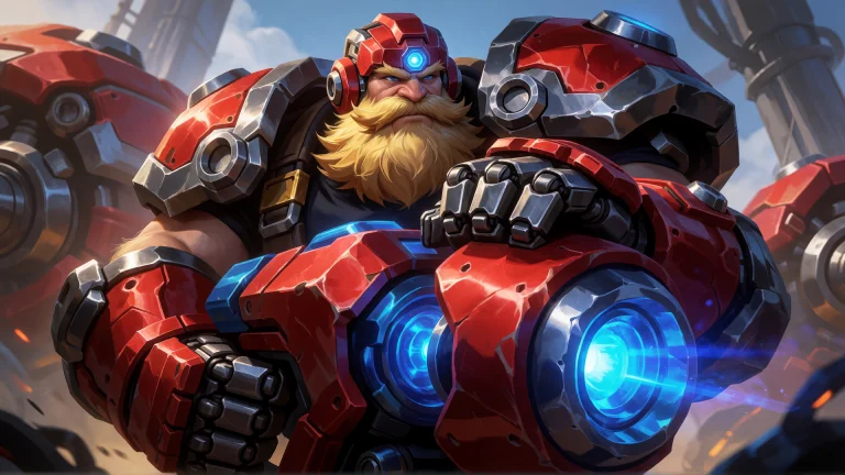 A Broad Man With A Thick Blond Beard And Red Eyes Wears A Bu...