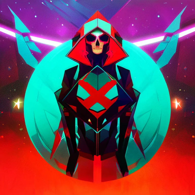 Cute Girl, Threatening, Cyber, Punk, Skull, Paintedabstract-...