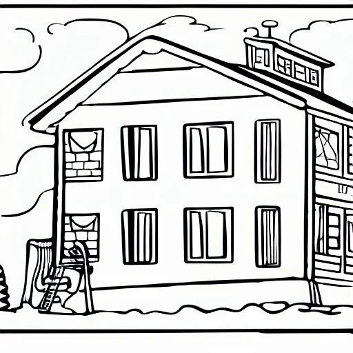 House On A Lake , Color-page