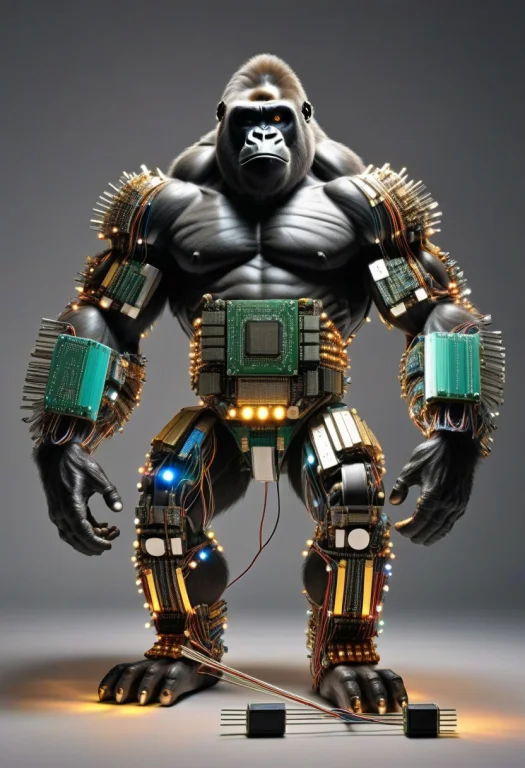 Transistors, A Muscular Gorilla Assembled From Colorful Tran...