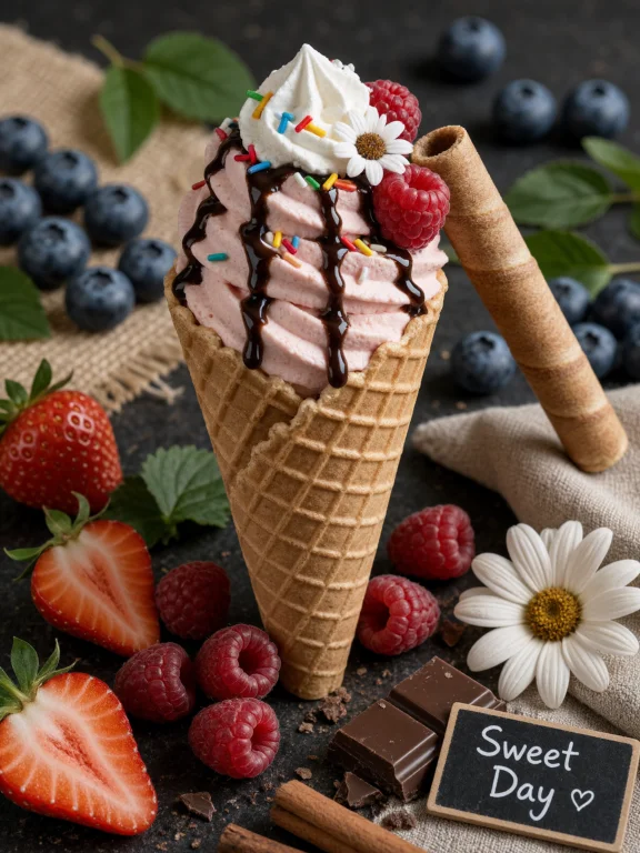A High-resolution, Photorealistic Dessert Still Life Fills T...