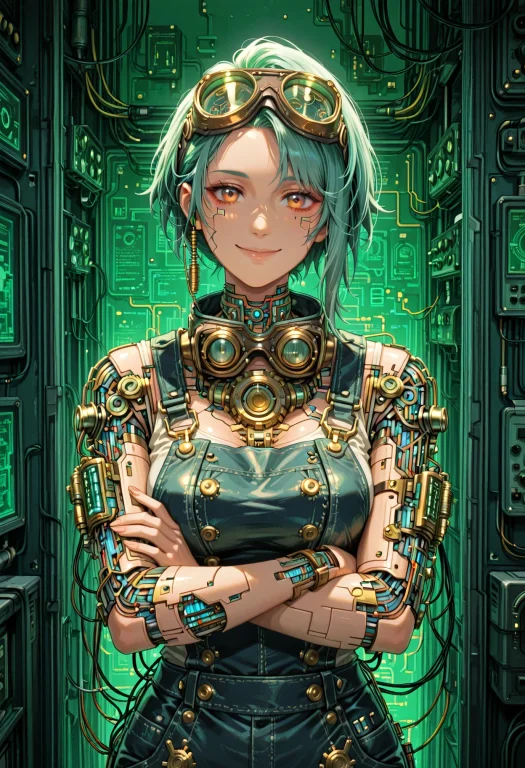 Photo Of A Female Artificer In The Cyberpunk-steampunk Cross...