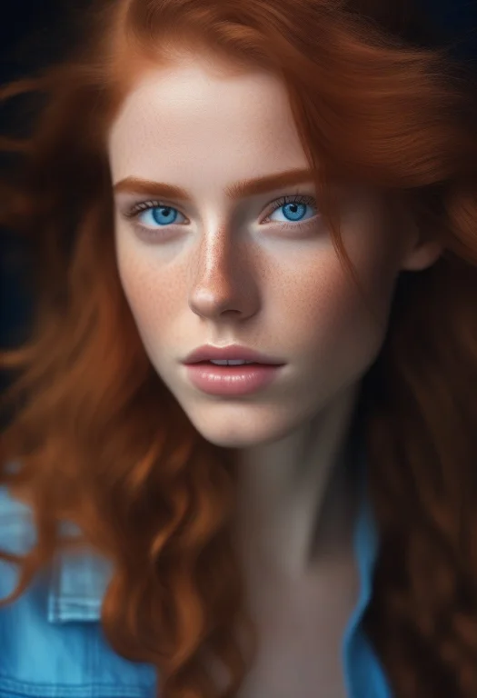 Hyperrealistic Full Body Redhead,, Long Voluminous Wavy Hair...