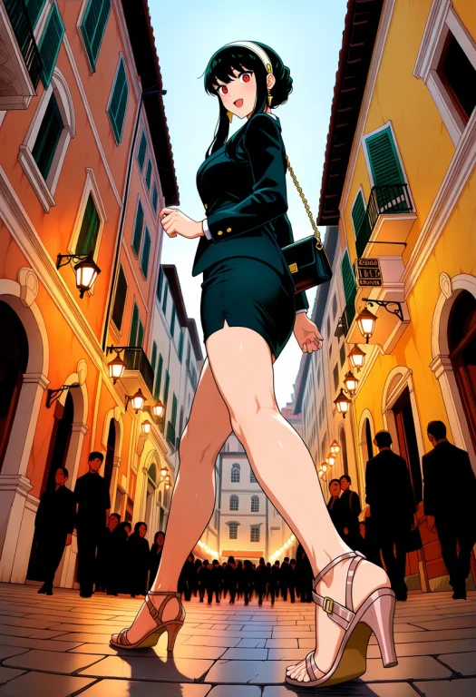 1girl, From Side, Walking Astride, , Solo, , Yor Briar, Shor...