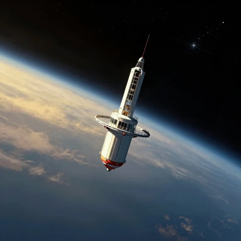 An Orbital Elevator Climbing Into Thin Atmosphere, Editorial...