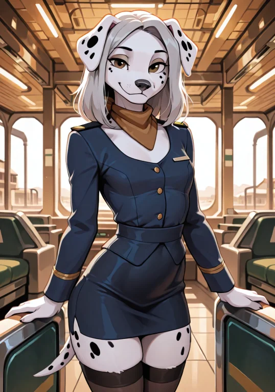 Dalmatian, White Ears, Solo, Anthro Dog, Furry, Female Furry...