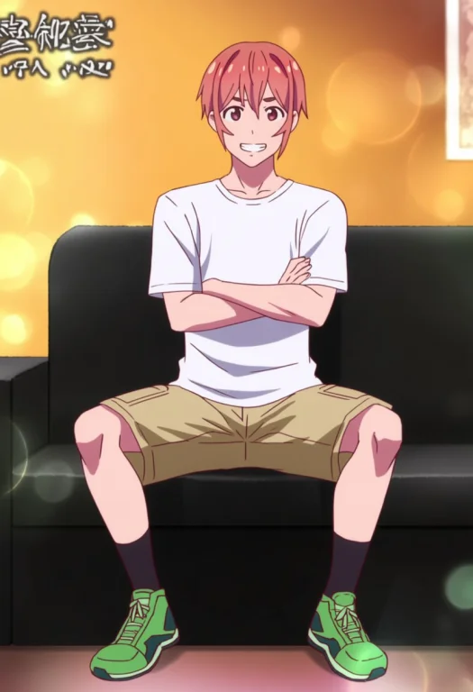 Sakurasawa Sumi, 1boy, Very Short Pink Hair, Pink Eyes, Matu...
