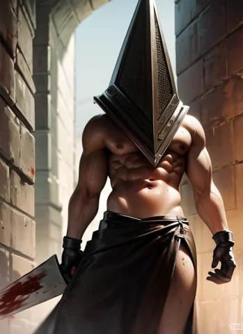 Best Quality, Pyramid Head, Holding Weapon, Dungeon, Chains,... — Stable Diffusion AI Prompt: best quality, pyramid head, holding weapon, dungeon, chains, blood, cobblestone,...
