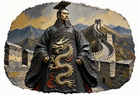 Qin Shihuang Stands On The Great Wall, Shown In A Single Fro... — Stable Diffusion AI Prompt: Qin Shihuang stands on the Great Wall, shown in a single frozen, three-quarter-l...