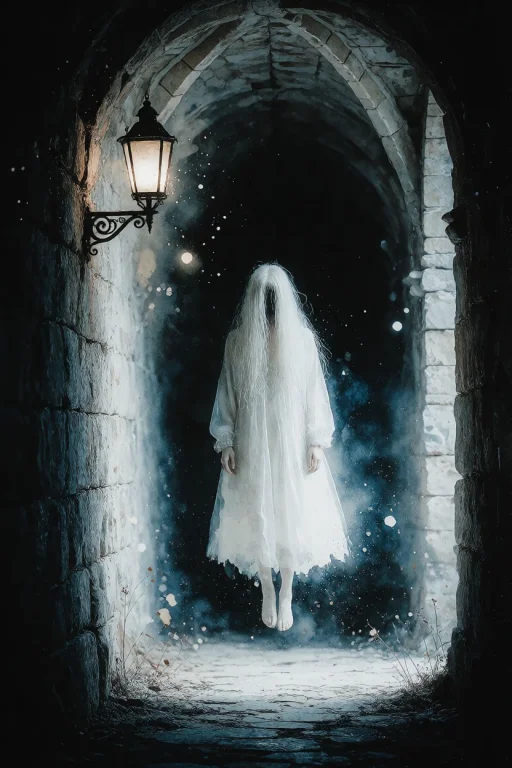 Zidiusart, A Vertical Watercolor Painting Of A Spooky, Ether...