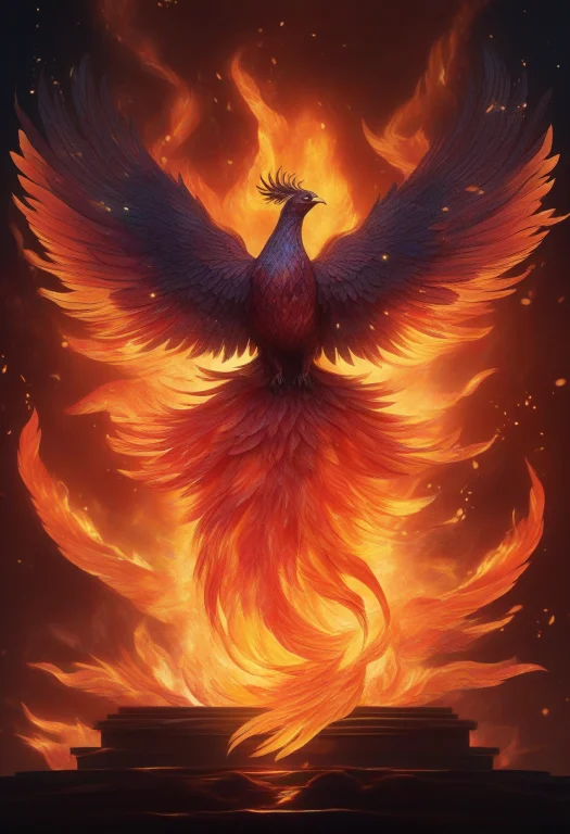 Masterpiece, Best Quality, A Phoenix Rising From A Bed Of Gl...