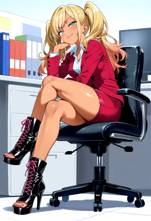 Kishistyle, High Heels, 1girl, Solo, Long Blonde Hair, Gyaru...