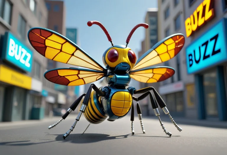 Photo-realistic Happy High Tech Transistor Wasp With Wings T...