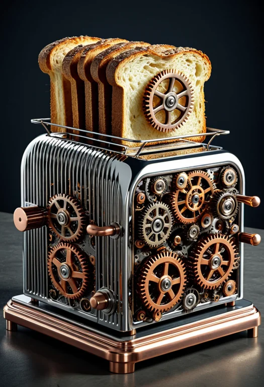 Photorealistic, Chrome Toaster Rebuilt As A Dense Stack Of I...