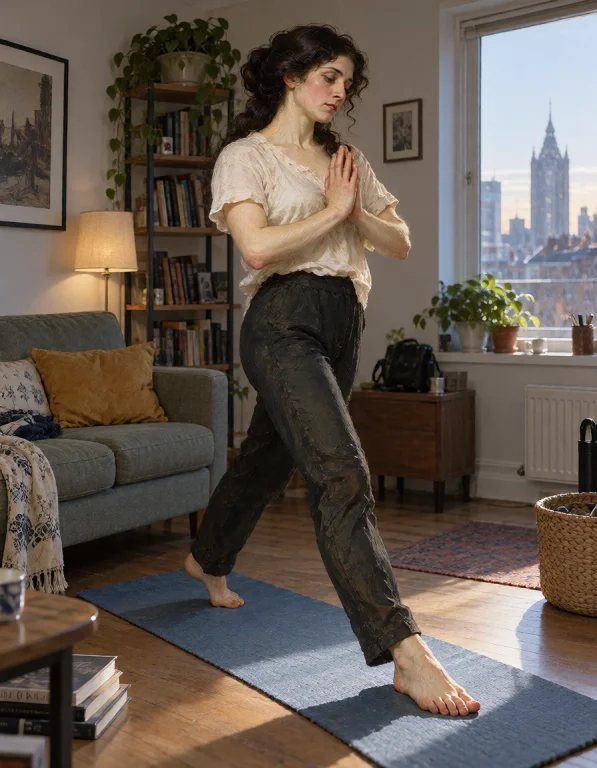 Lorakreapaintedmuse1a Pre-raphaelite Woman Attempting Yoga I...