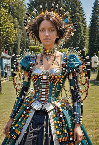 Upper Body Shot Of A Transistors Noble Woman In A Victorian... — SDXL AI Prompt: upper body shot of a transistors noble woman in a Victorian dress. she is standi...