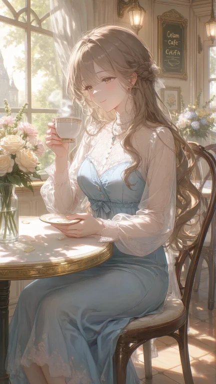 1girl, Solo, Gentlesmile, Longwavybrownhair, Warmbrownhair,...