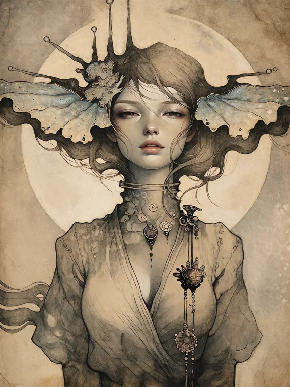Bradhamel Art Style. A Serene, Ethereal Female Figure With L...