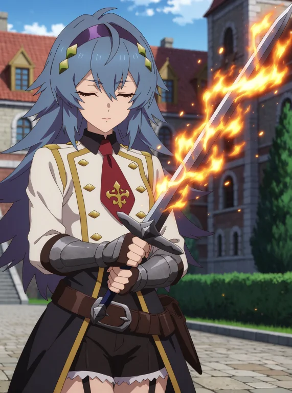 Mewi Freya, Beautiful Adult Anime Woman, Long Voluminous Blu...