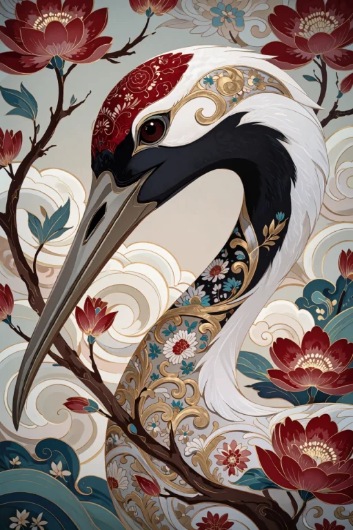 Extreme Close-up Of A Majestic White Cranes Head And Upper N...