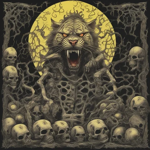 Tall Gaunt, Lemon Tiger, Goetic Horror, Blasphemy God, Terro... — SDXL AI Prompt: Tall Gaunt, Lemon Tiger, Goetic Horror, Blasphemy God, Terror Nightshade, Solo,...