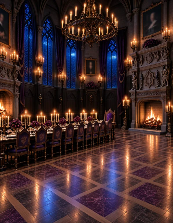 G0th1c M4ns10n, Photorealistic Grand Gothic Dining Hall, Fro...