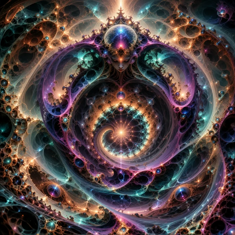 , , An Extreme Macro Shot Fractal Style Kaleidoscopic, Symme...