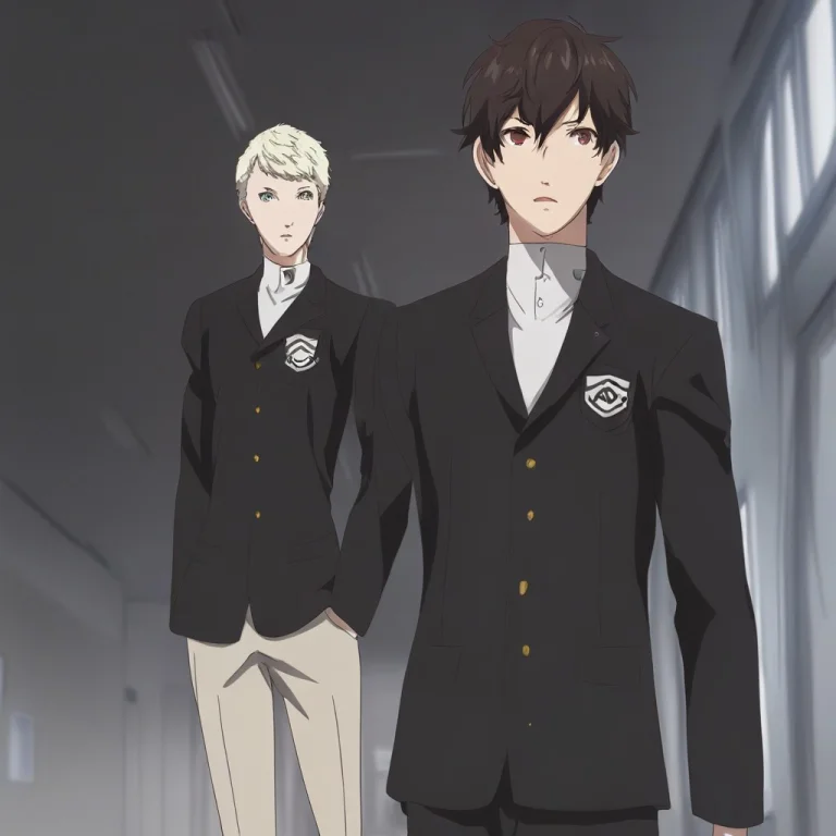 P5astyle, Takamaki Ann, Amamiya Ren, 1girl, 1boy, School Uni...