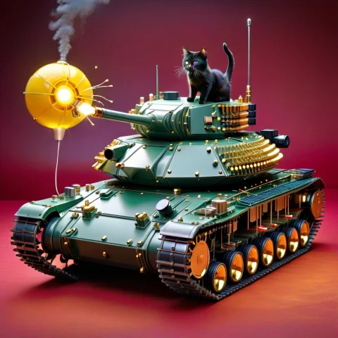 Semi-realistic Digital Art, Beautiful And Aesthetic. A Colos... — SDXL AI Prompt: Semi-realistic digital art, beautiful and aesthetic. A colossal war tank forged...