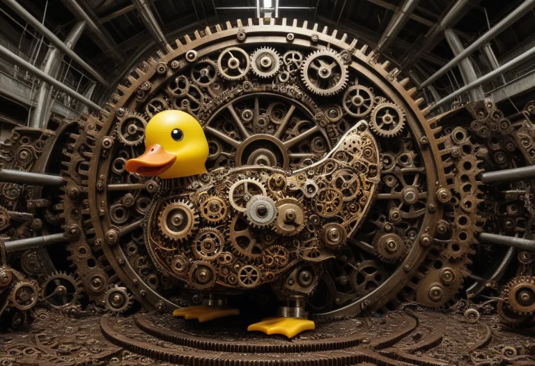 Gearstyle, A Tiny Yellow Rubber Duck Completely Surrounded B...