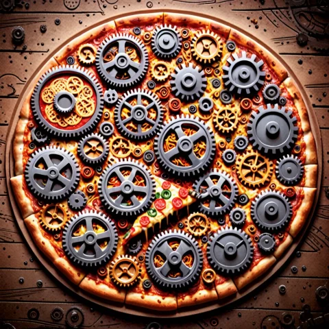 Pizza Made From Gears — SDXL AI Prompt: pizza made from gears