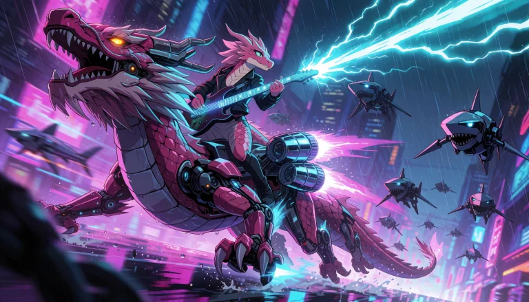 An Action-packed 2d Digital Illustration Of A Cyberpunk Race...