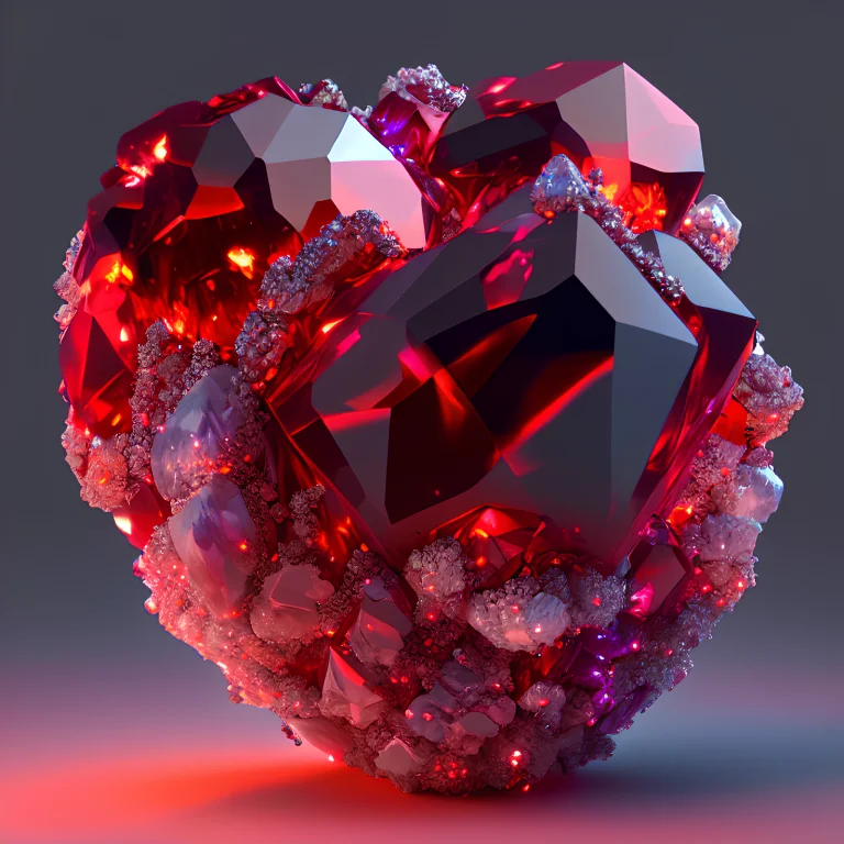 Dreamlikeart Beautiful Mineral, Garnet Crystals, Glowing Red...