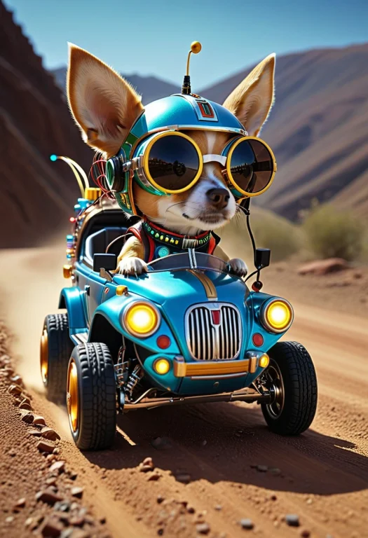 From Side, Closeup Small Cute Vehicle Made Of Colorful Trans...