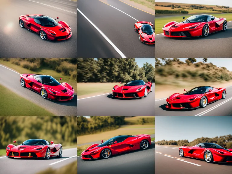 Red Ferrari Laferrari ,on A Road, Energy Flowing Alongside C...