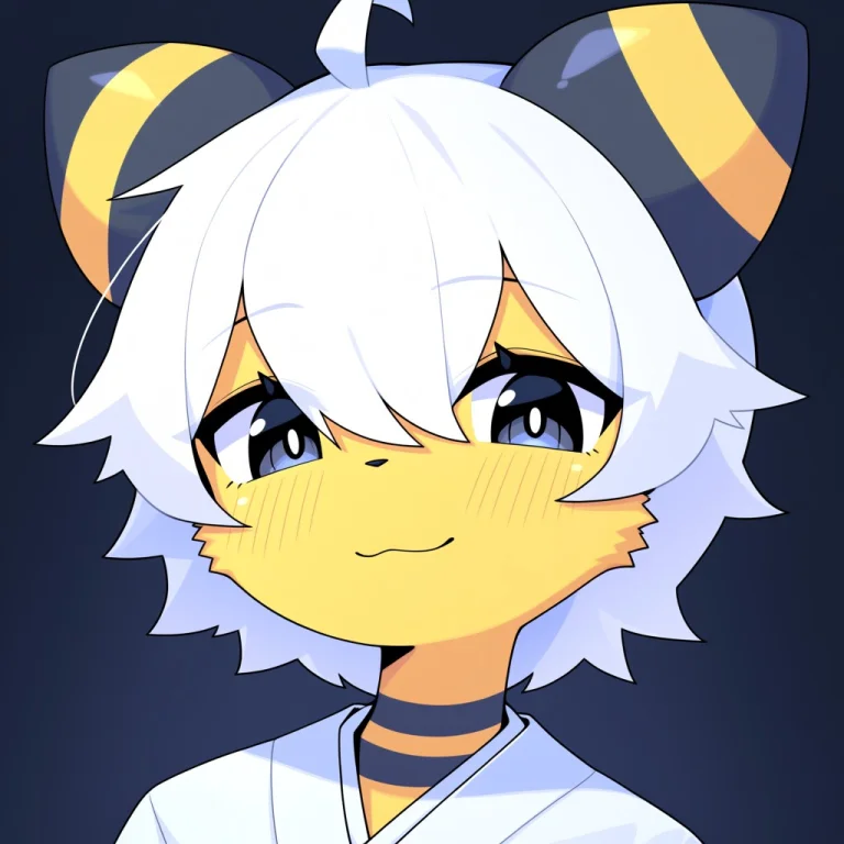 Devvoxy Best Quality, Ampharos, Yellow Fur, White Hair, Shor...
