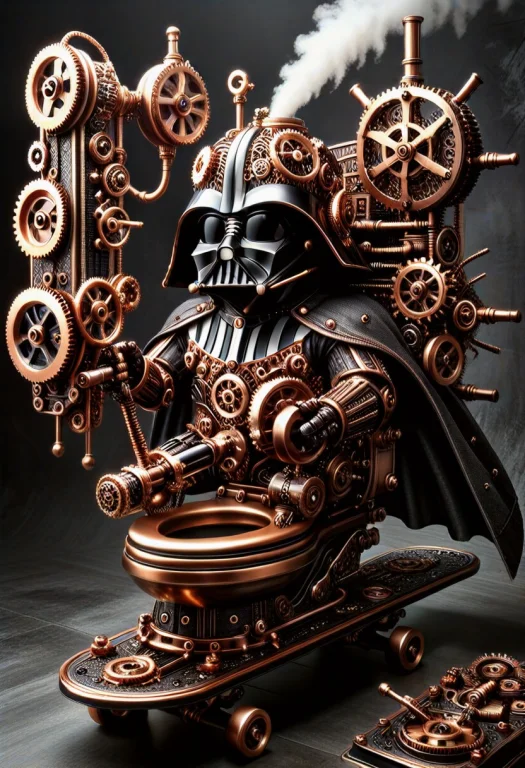 Darth Vader, Sitting, Over A Toilet Bowl, Toilet Is Precario...