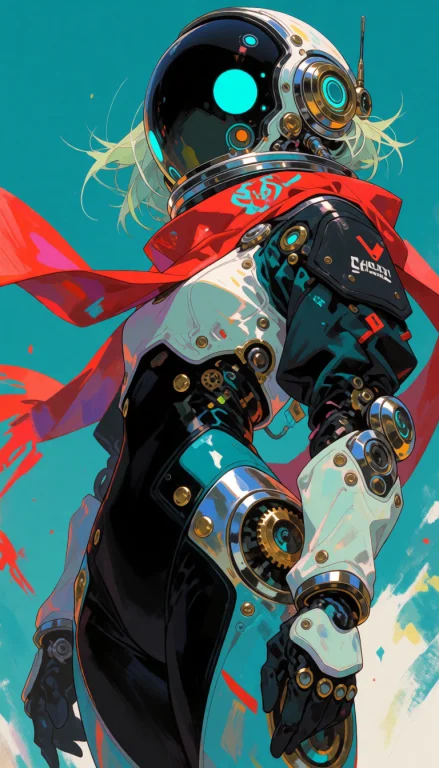 A Futuristic Female-presenting Android Astronaut Shown From...