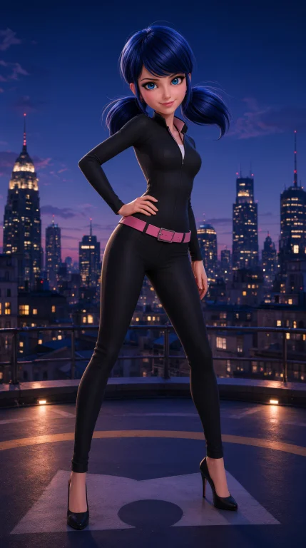 Qmar, Full-body View, Standing On A Rooftop Helipad At Blue...
