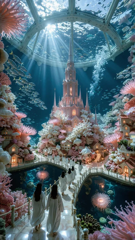 Cxsstyle, A Cathedral City Of Pink And White Coral Under A C...
